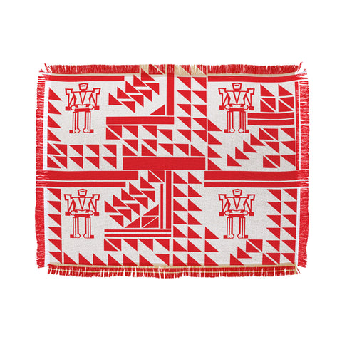 Vy La Robots And Triangles Throw Blanket
