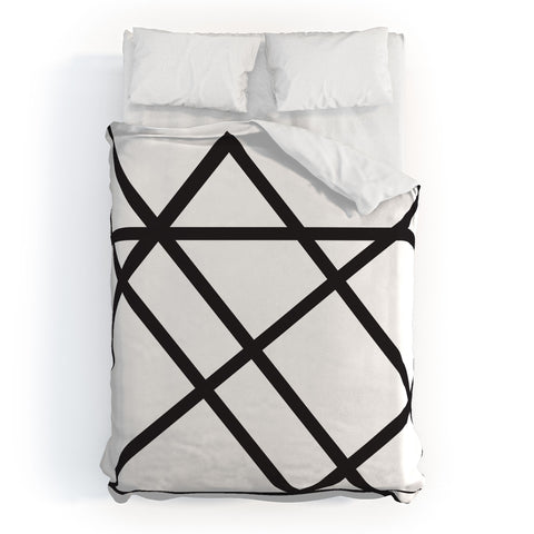 Vy La White and Black Lines Duvet Cover
