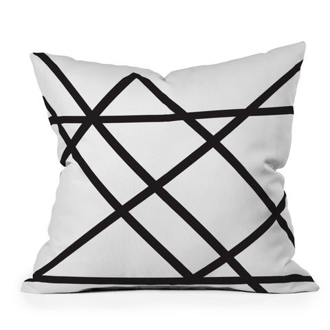 Vy La White and Black Lines Outdoor Throw Pillow