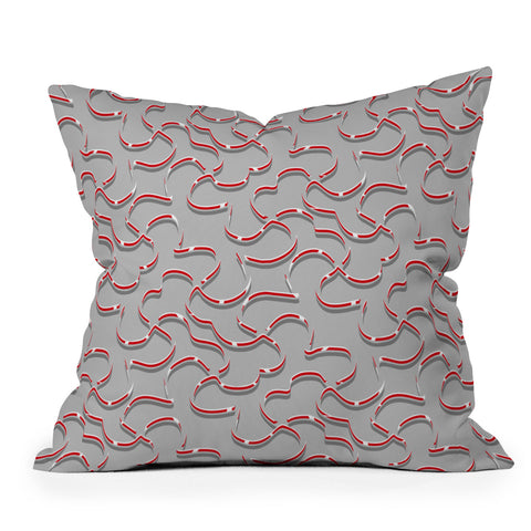 Wagner Campelo ORGANIC LINES RED GRAY Outdoor Throw Pillow