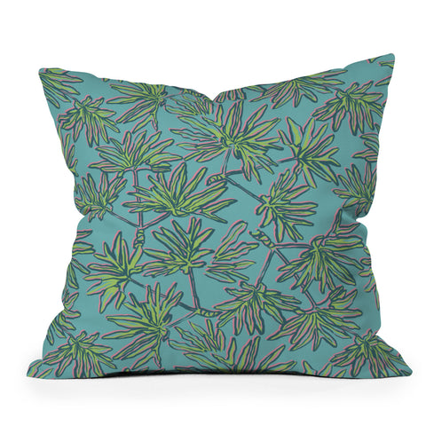 Wagner Campelo TROPIC PALMS TURQUOISE Outdoor Throw Pillow