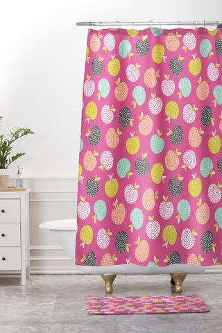 Wendy Kendall Retro Apples Shower Curtain And Mat