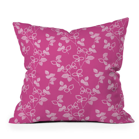 Wendy Kendall Suki Leaf Pink Outdoor Throw Pillow