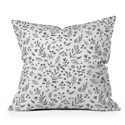 Wonder Forest Floral Sketches Outdoor Throw Pillow