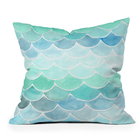 Wonder Forest Mermaid Scales Outdoor Throw Pillow