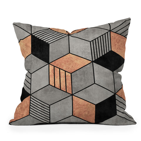 Zoltan Ratko Concrete and Copper Cubes 2 Outdoor Throw Pillow