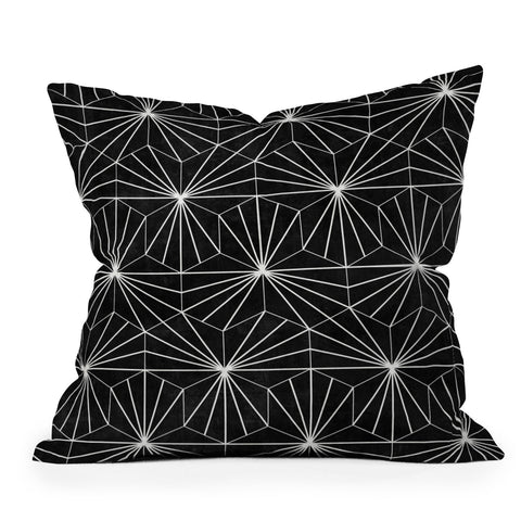 Zoltan Ratko Hexagonal Pattern Black Concrete Outdoor Throw Pillow