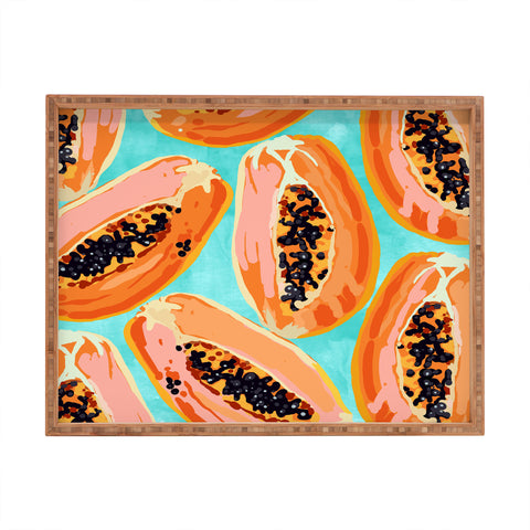 83 Oranges Big Papaya Watercolor Painting Rectangular Tray