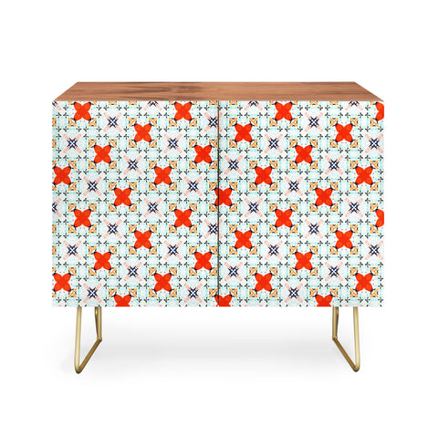 83 Oranges Blue Mint and Red Pop Credenza