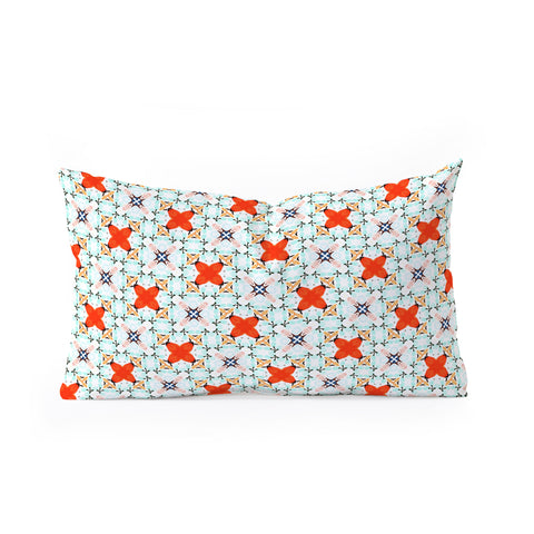 83 Oranges Blue Mint and Red Pop Oblong Throw Pillow