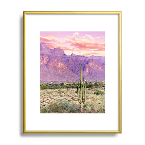 83 Oranges Cactus Sunset Metal Framed Art Print