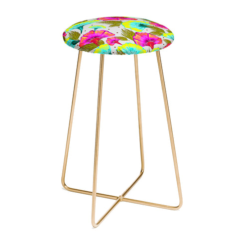 83 Oranges Ecstatic Floral Counter Stool