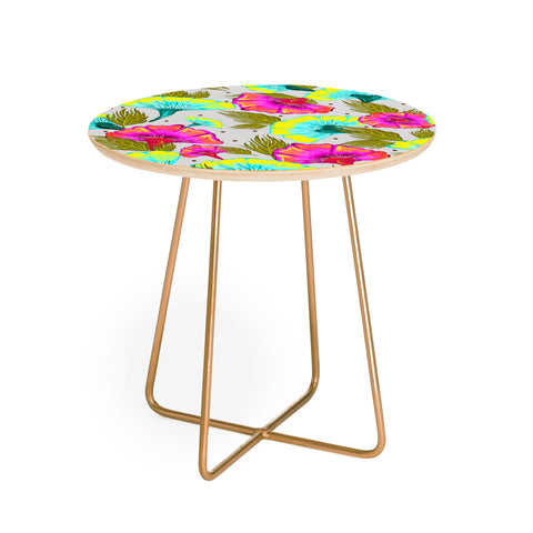 83 Oranges Ecstatic Floral Round Side Table