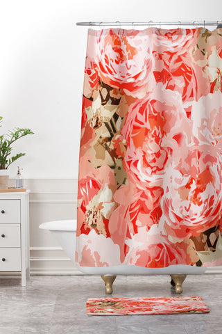 83 Oranges Fiona Floral Shower Curtain And Mat
