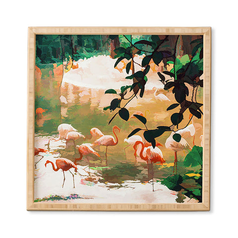 83 Oranges Flamingo Sighting Jungle Nature Framed Wall Art