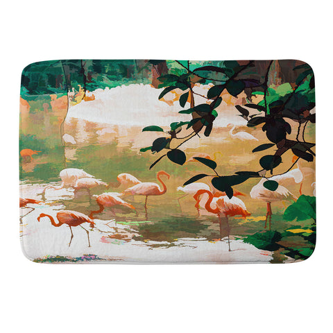 83 Oranges Flamingo Sighting Jungle Nature Memory Foam Bath Mat