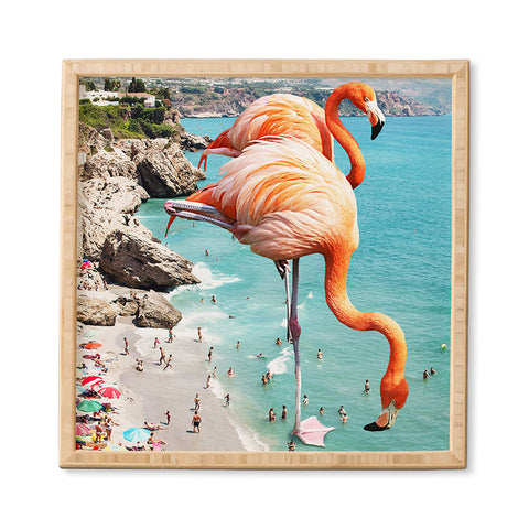 83 Oranges Flamingos on the Beach Wildlife Framed Wall Art