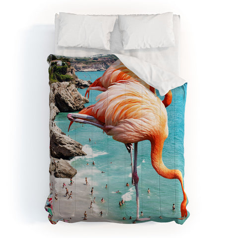 83 Oranges Flamingos on the Beach Wildlife Comforter