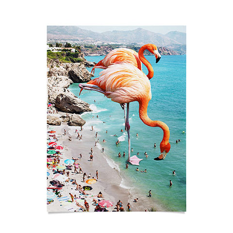 83 Oranges Flamingos on the Beach Wildlife Poster