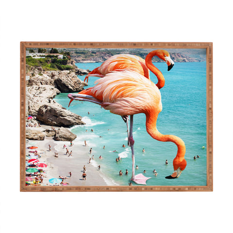 83 Oranges Flamingos on the Beach Wildlife Rectangular Tray