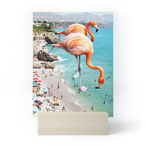 83 Oranges Flamingos on the Beach Wildlife Mini Art Print