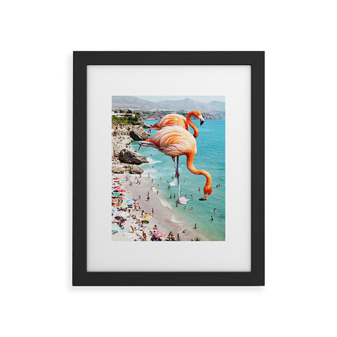 83 Oranges Flamingos on the Beach Wildlife Framed Art Print