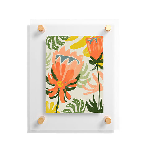 83 Oranges Flowers Rain Summer Floral Floating Acrylic Print
