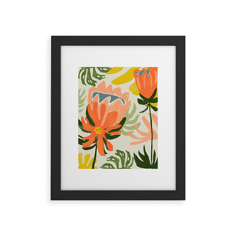 83 Oranges Flowers Rain Summer Floral Framed Art Print