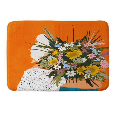 83 Oranges Happiness Is To Hold Flowers Memory Foam Bath Mat