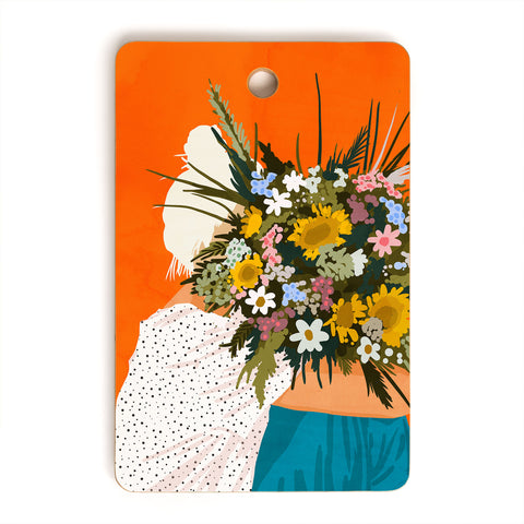 83 Oranges Happiness Is To Hold Flowers Cutting Board Rectangle