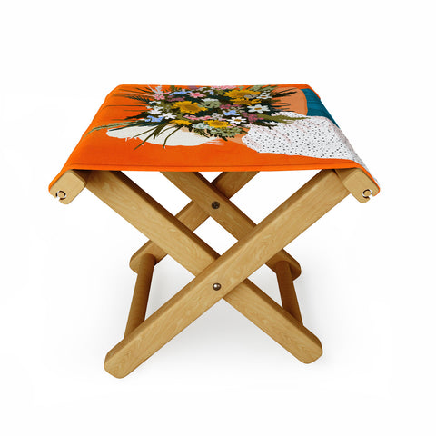 83 Oranges Happiness Is To Hold Flowers Folding Stool