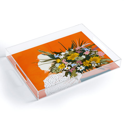 83 Oranges Happiness Is To Hold Flowers Acrylic Tray