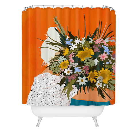 83 Oranges Happiness Is To Hold Flowers Shower Curtain