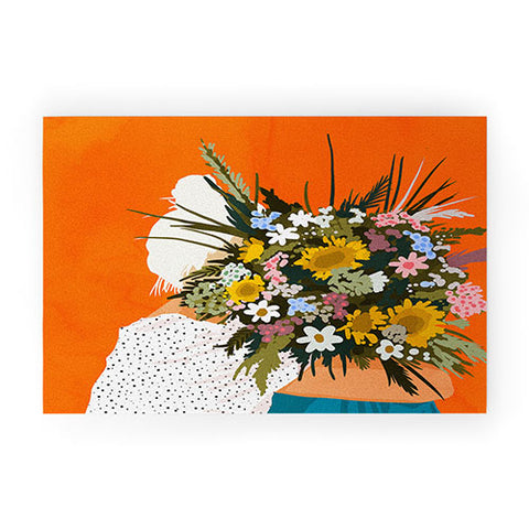 83 Oranges Happiness Is To Hold Flowers Welcome Mat