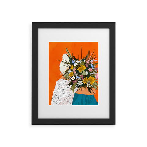 83 Oranges Happiness Is To Hold Flowers Framed Art Print