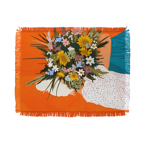 83 Oranges Happiness Is To Hold Flowers Throw Blanket