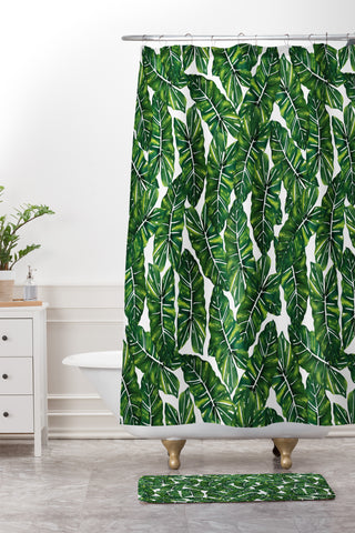 83 Oranges Leafy Nature Shower Curtain And Mat