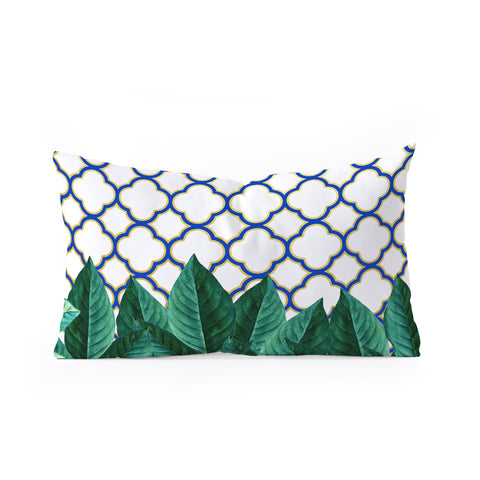 83 Oranges Leaves And Tiles Oblong Throw Pillow