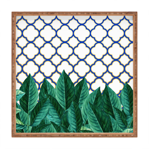 83 Oranges Leaves And Tiles Square Tray