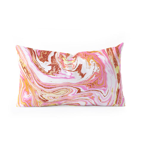 83 Oranges Marble and Rose Gold Dust Oblong Throw Pillow