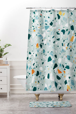 83 Oranges Mint Terrazzo Shower Curtain And Mat