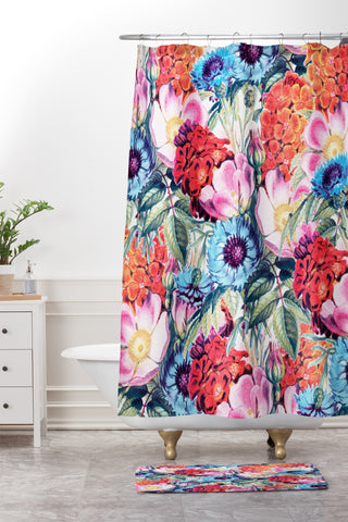 83 Oranges Neon Bloom Shower Curtain And Mat