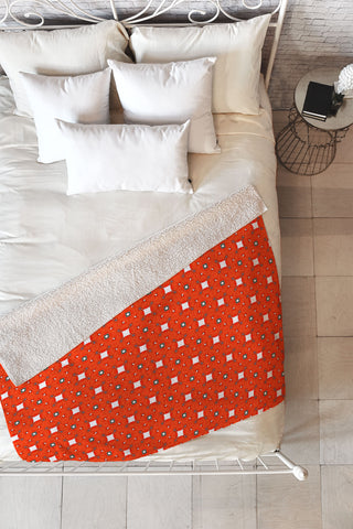 83 Oranges Red Poppies Pattern Fleece Throw Blanket