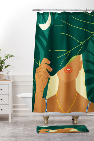 83 Oranges The Moon and Never Back Shower Curtain And Mat
