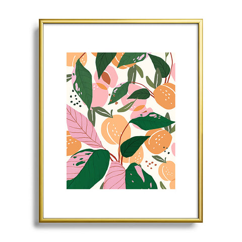 83 Oranges The Peach Garden Vintage Metal Framed Art Print