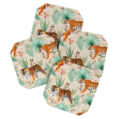 83 Oranges Tropical and Tigers Coaster Set