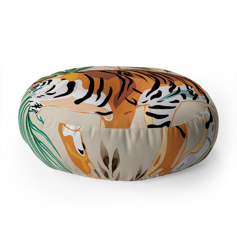 83 Oranges Tropical and Tigers Floor Pillow Round