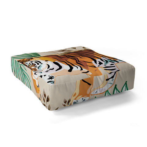 83 Oranges Tropical and Tigers Floor Pillow Square