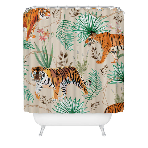 83 Oranges Tropical and Tigers Shower Curtain