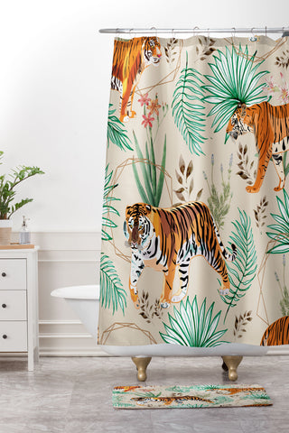 83 Oranges Tropical and Tigers Shower Curtain And Mat